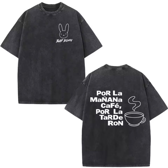 Camiseta Oversize Bad Bunny – Diseño Café / Ron