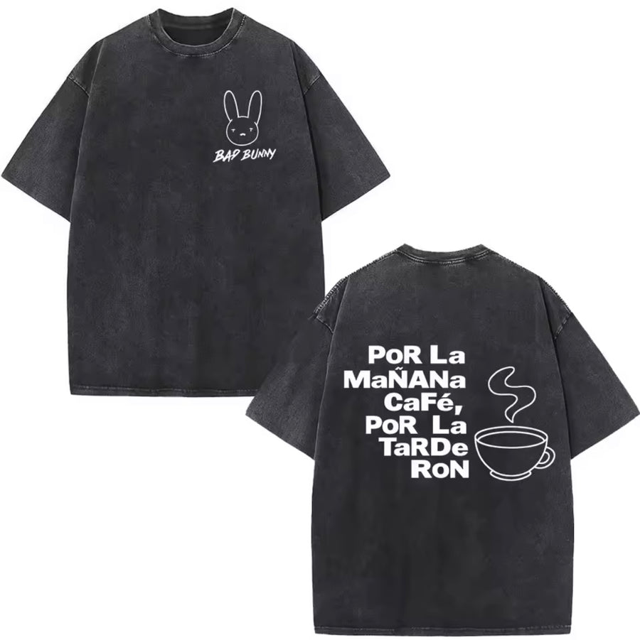 Camiseta Oversize Bad Bunny – Diseño Café / Ron
